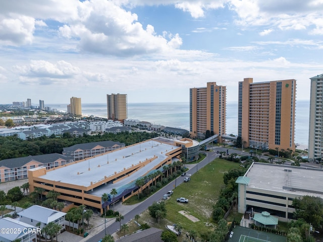 bird's eye view with a view of city and a water view