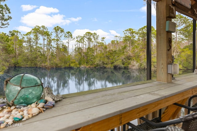 view of dock featuring a water view