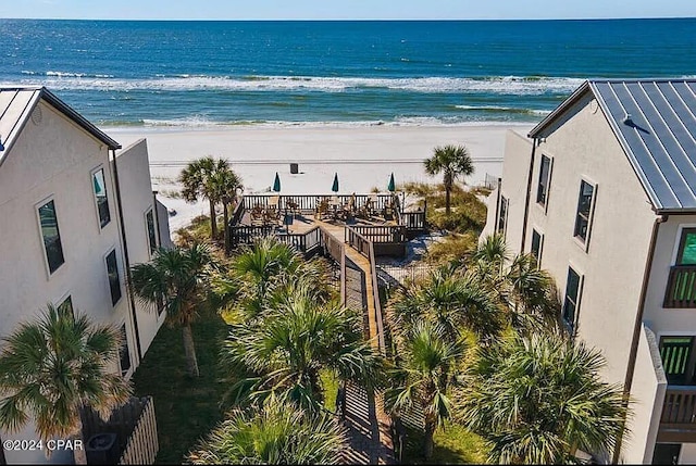 property view of water with a beach view