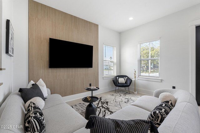 21403 Sunset Ave, Panama City Beach, FL 32413 - living room featuring baseboards and recessed lighting