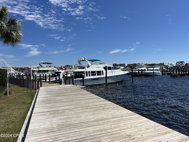 view of dock featuring a water view