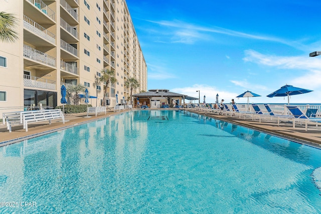 pool with a gazebo