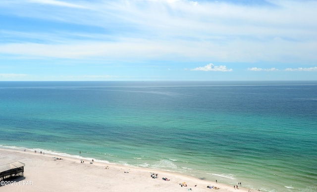 view of water feature featuring a view of the beach