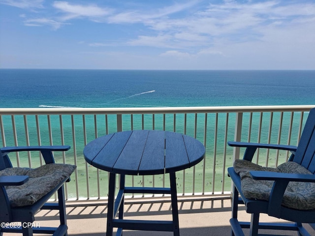 balcony with a water view