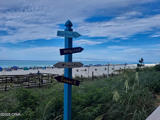 details with a beach view