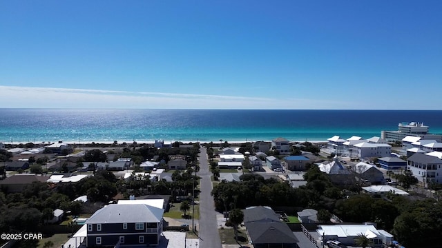 bird's eye view with a residential view and a water view