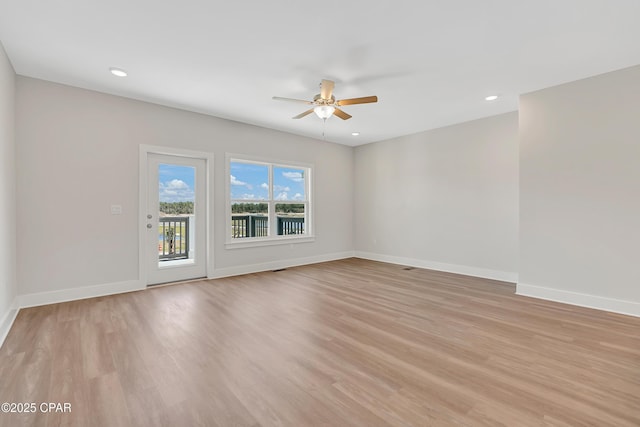 302 Lapis Ln Unit 175, Panama City Beach, FL 32407 - spare room with ceiling fan, light wood-type flooring, baseboards, and recessed lighting