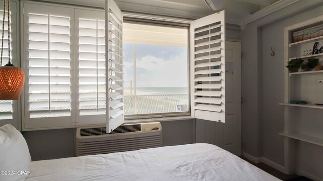 14401 Front Beach Rd Unit 432, Panama City Beach, FL 32413 - bedroom featuring a water view and an AC wall unit