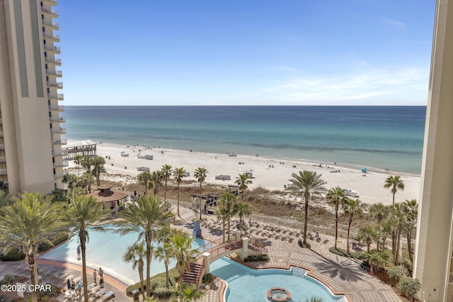 water view featuring a beach view