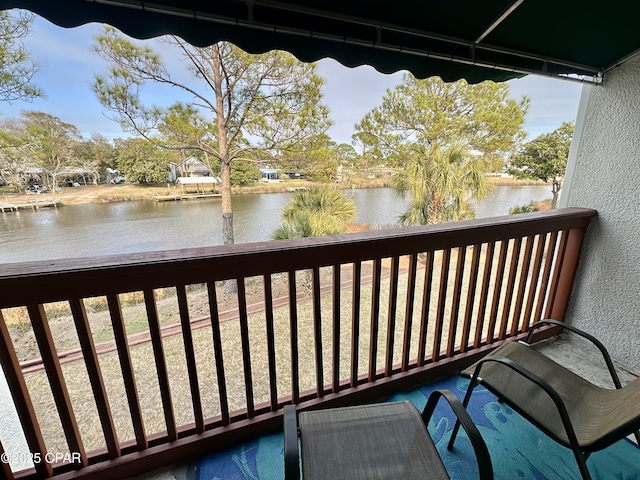 balcony with a water view