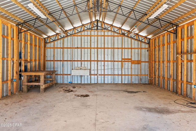 garage with metal wall