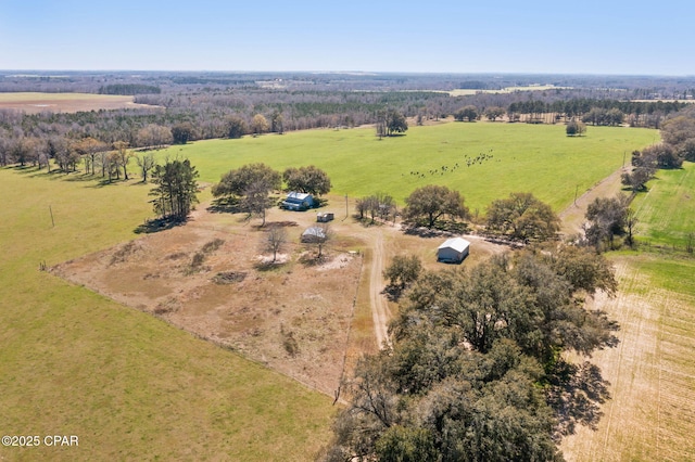 aerial view featuring a rural view