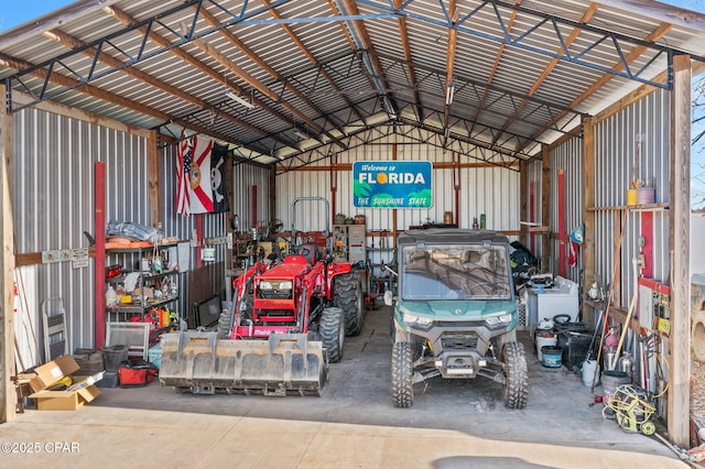 garage featuring metal wall