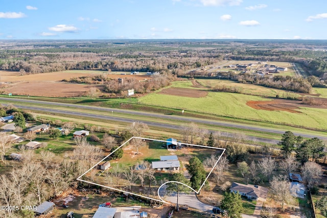 drone / aerial view featuring a rural view