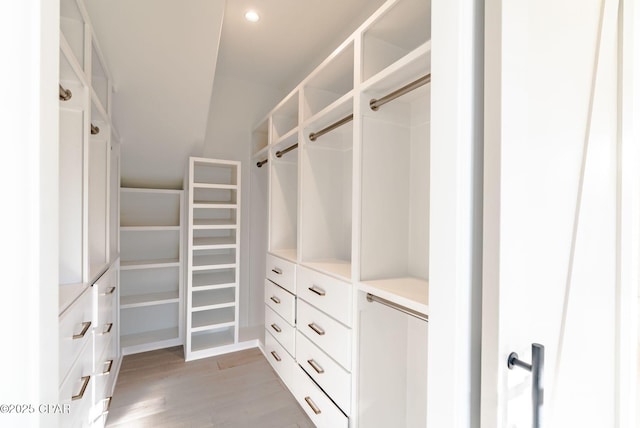 spacious closet with light wood-style floors