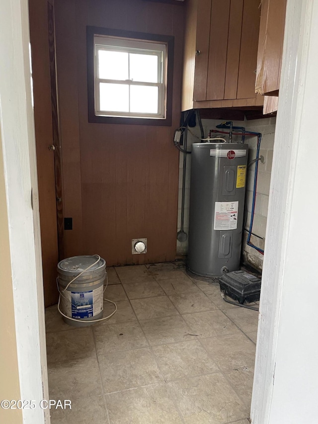 utility room with electric water heater