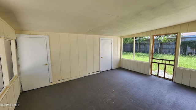 view of unfurnished sunroom