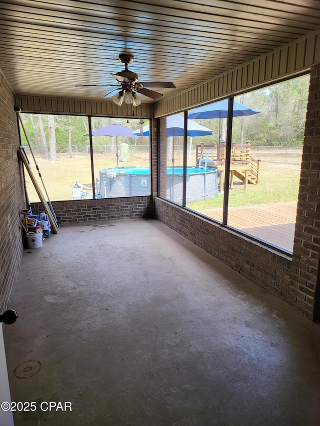 view of unfurnished sunroom