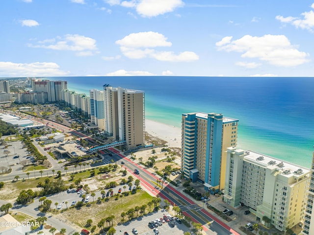 drone / aerial view with a water view and a city view