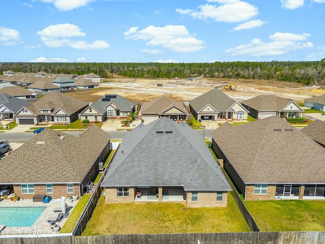 aerial view with a residential view