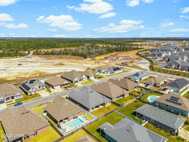 bird's eye view with a residential view