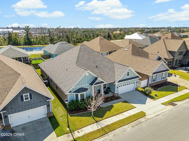 aerial view with a residential view