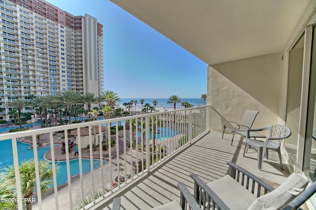 balcony with a water view