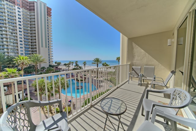 balcony with a water view