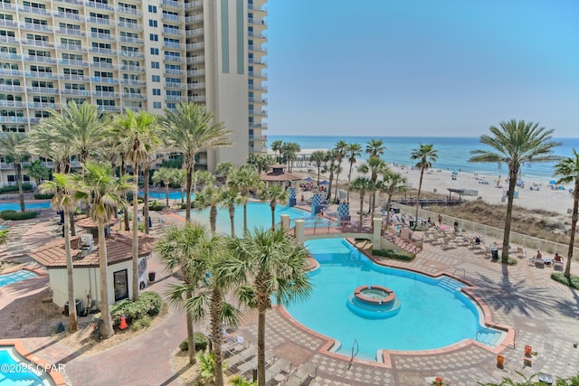 community pool with a water view