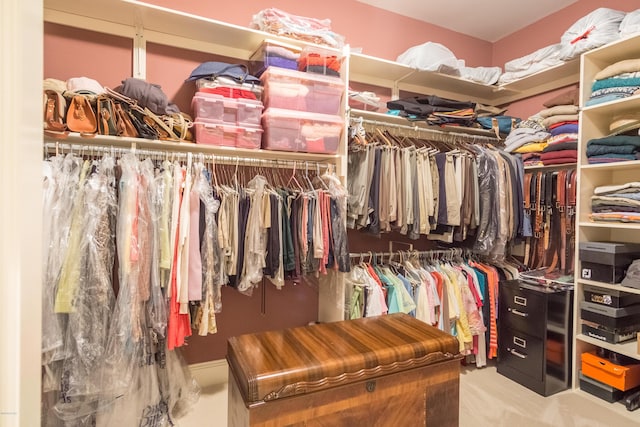 spacious closet with carpet flooring