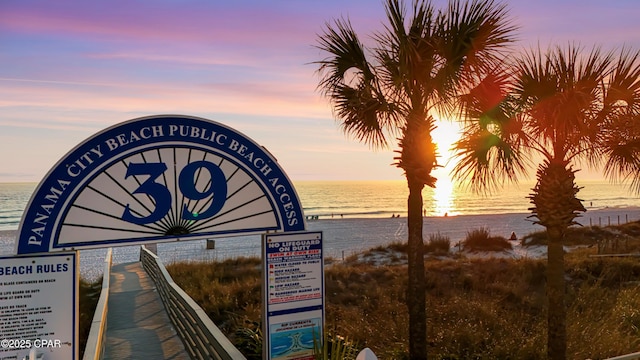 exterior details with a view of the beach