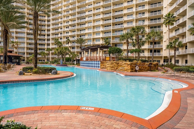 view of pool featuring a pergola