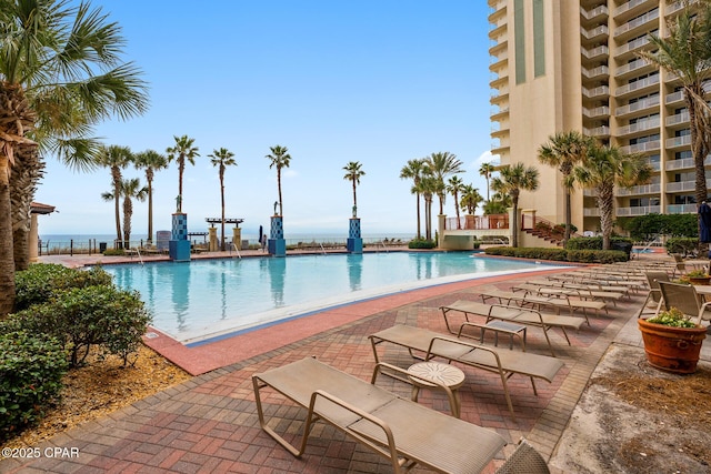 pool featuring a patio area