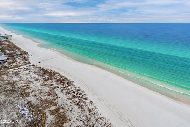 drone / aerial view with a beach view