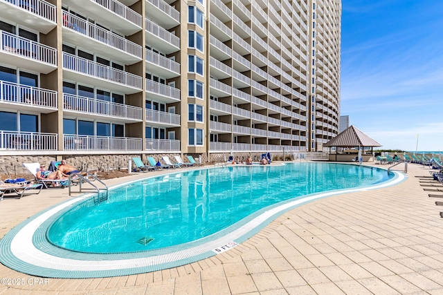 pool with a gazebo