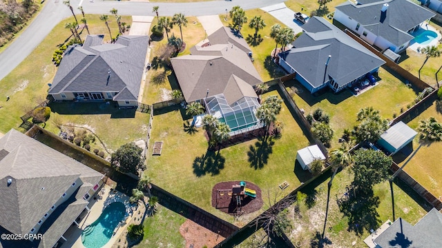 drone / aerial view with a residential view