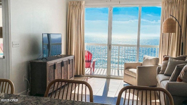 view of tiled living room