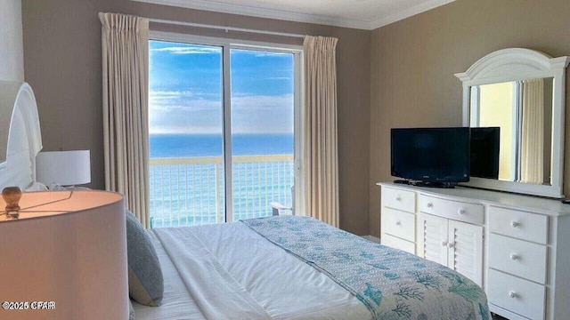 bedroom with ornamental molding