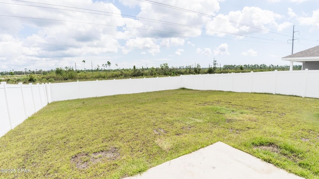 view of yard with a fenced backyard