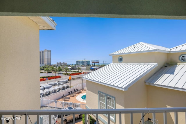 balcony with a view of city