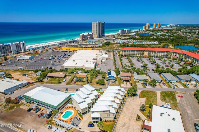 bird's eye view with a water view and a view of city