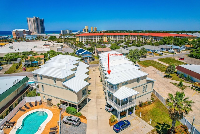 aerial view featuring a view of city