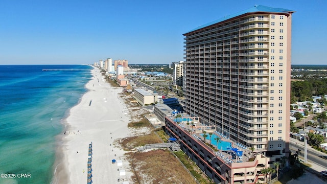 water view featuring a city view and a view of the beach