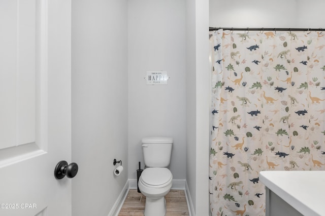 38 Cozy Cv, Freeport, FL 32439 - full bathroom featuring baseboards, toilet, vanity, and wood finished floors