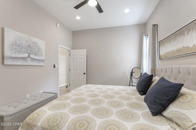 bedroom featuring recessed lighting and ceiling fan