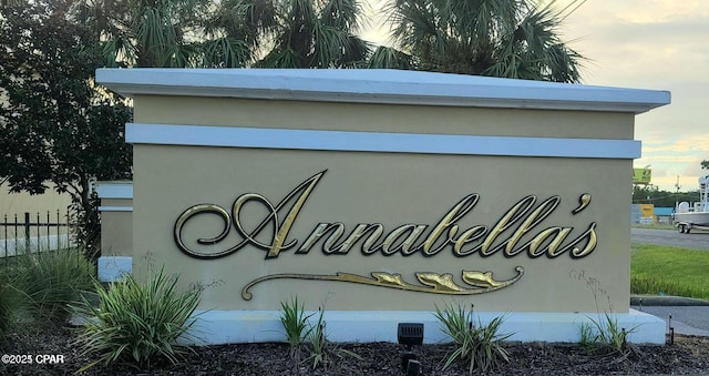 view of community sign