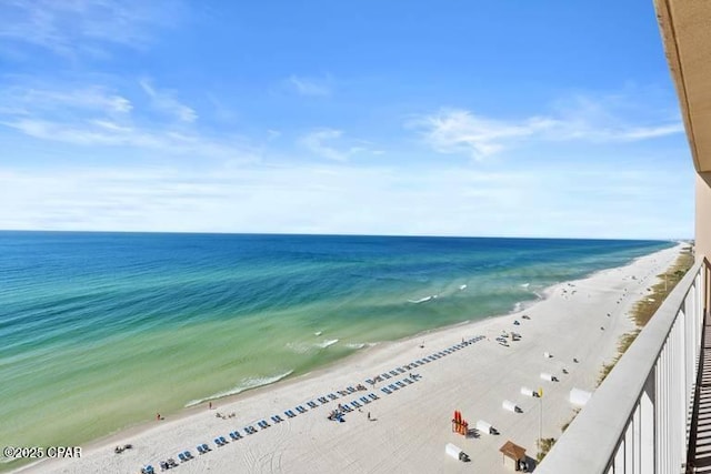 view of water feature featuring a beach view