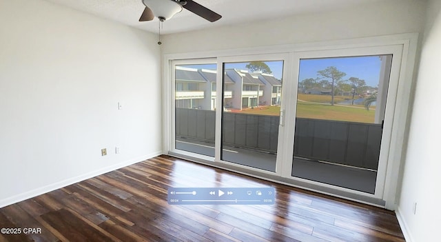 4305 Bay Point Rd Unit 459, Panama City, FL 32408 - unfurnished room with a ceiling fan, baseboards, plenty of natural light, and wood finished floors