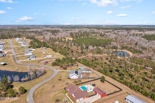 bird's eye view featuring a water view