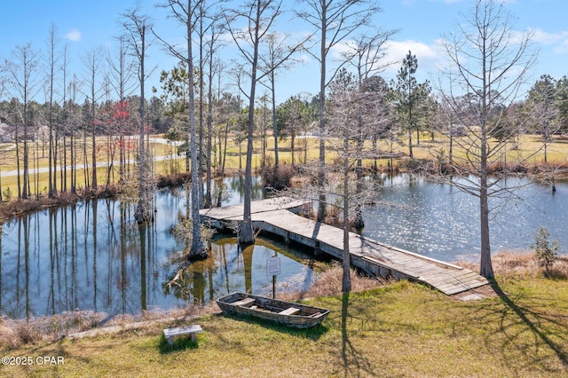 dock area featuring a water view